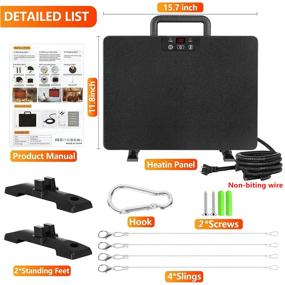1PC Chicken Coop Heater Thermostatic Poultry Heating Panel Adjustable Temperature Winter Farm Universal Heater For Many Animals