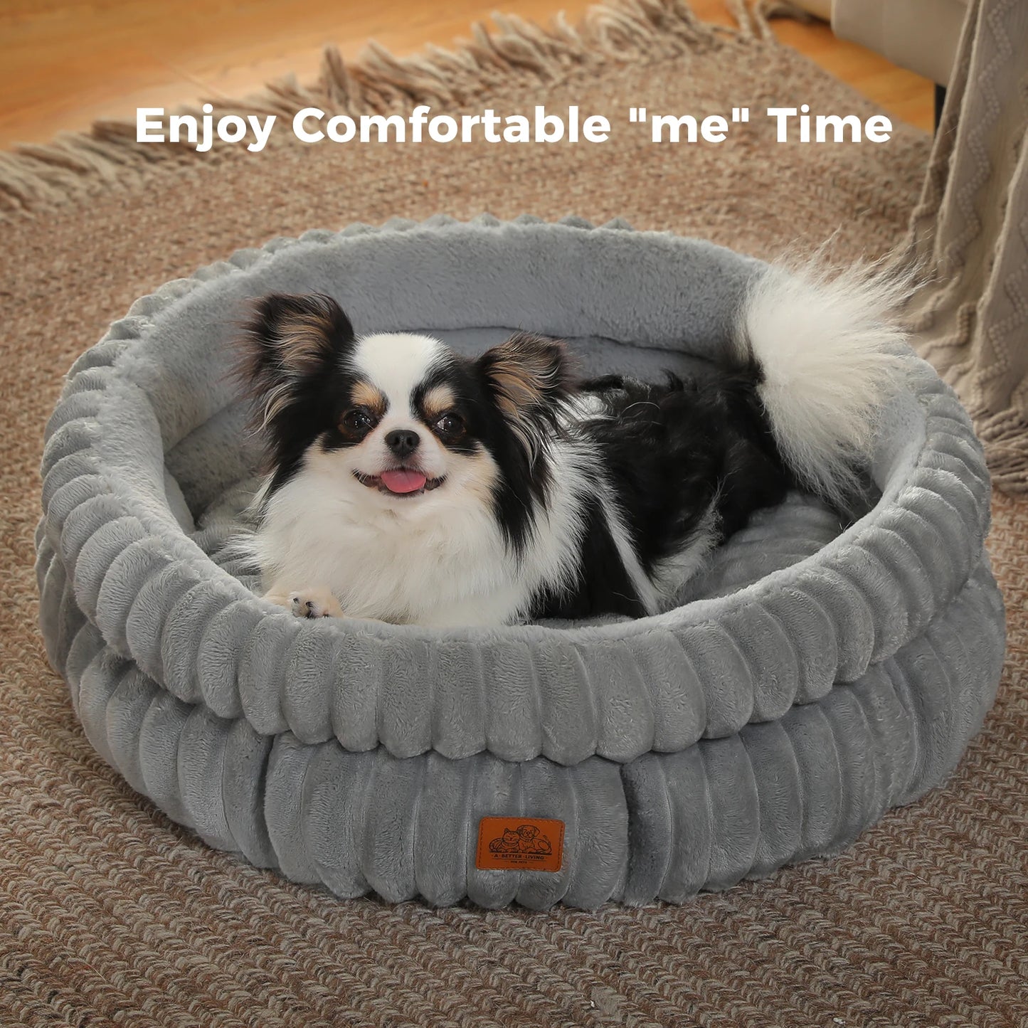 Dog Bed for Medium Dogs Cozy Cat Bed for Indoor Cats Washable Round Pet Bed House with Anti-Slip Bottom Suitable for All Seasons