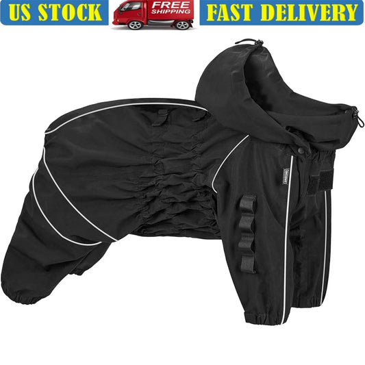 Dog Raincoat Waterproof Reflective Jacket Medium Large Dogs Adjustable Poncho Four Legs Machine Washable Pet Rain Gear