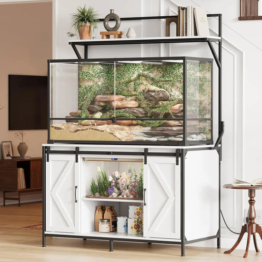 48"x24" Reptile & Aquarium Stand 1200LBS Heavy Duty Fits 40-120Gal Power Outlet & USB For Bearded Dragon Turtle Terrarium