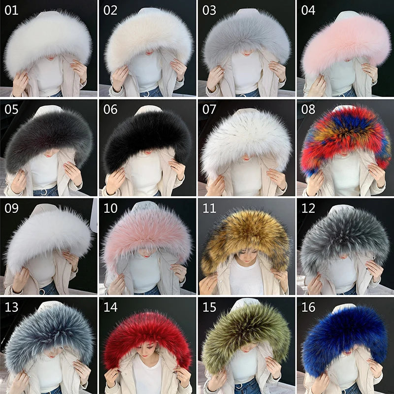 Women Blinger Faux Raccoon Fur Detachable Collar For Winter Coat And Hoody Decorative Fake Collar Fur Customerized False Collar