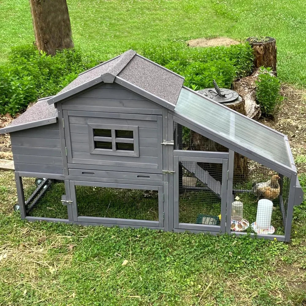 Portable Expandable Chicken Tractor with Wheels for Outdoor Hen Housing, Suitable for 2-4 Chickens, 67.3" Length