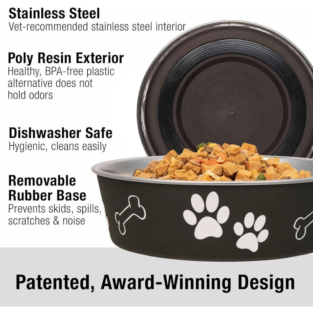 Bella Dog Bowls- Stainless Steel Dog & Cat Bowls - Spill Proof Dog Food Bowl, Cat Bowl, Puppy Essentials & Pet Supplies Great f
