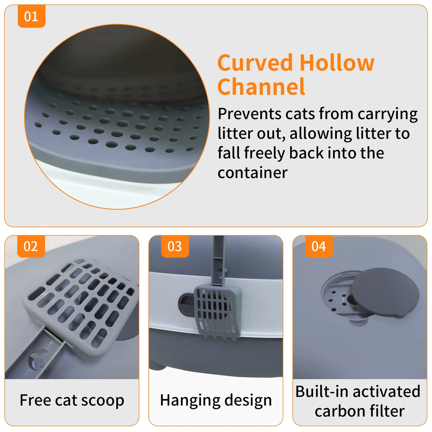 Bingopaw Large Cat Litter Box with Cat Litter Scoop with Lid, Oval Oblong Hooded Front Entry and Exit Leak-Proof Litter Cat Box