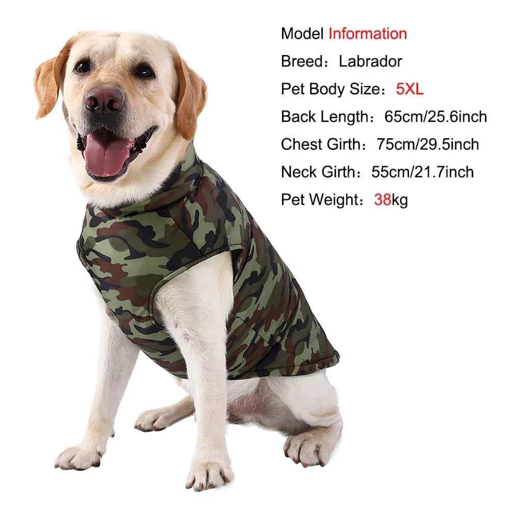 Winter Dog Clothes Coat Waterproof Large Dogs Jacket 4-6XL Camouflage Print Warm Windproof Labrodor Golden Retriever Clothing