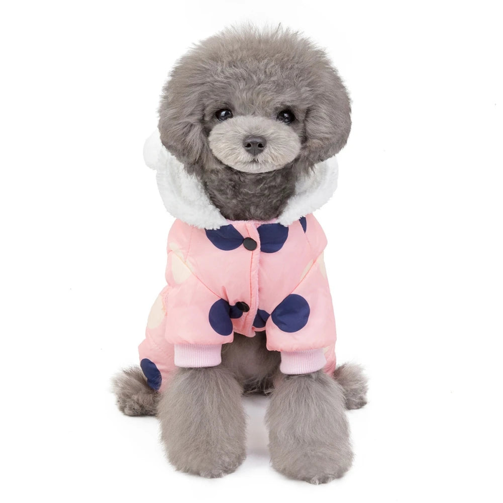 Winter Pet Hoodies Coat Cotton Clothes Dot Sweatshirt Super Warm Jumpsuit For Puppy Small Dogs Chihuahua Doggie Jacket Jumpsuit