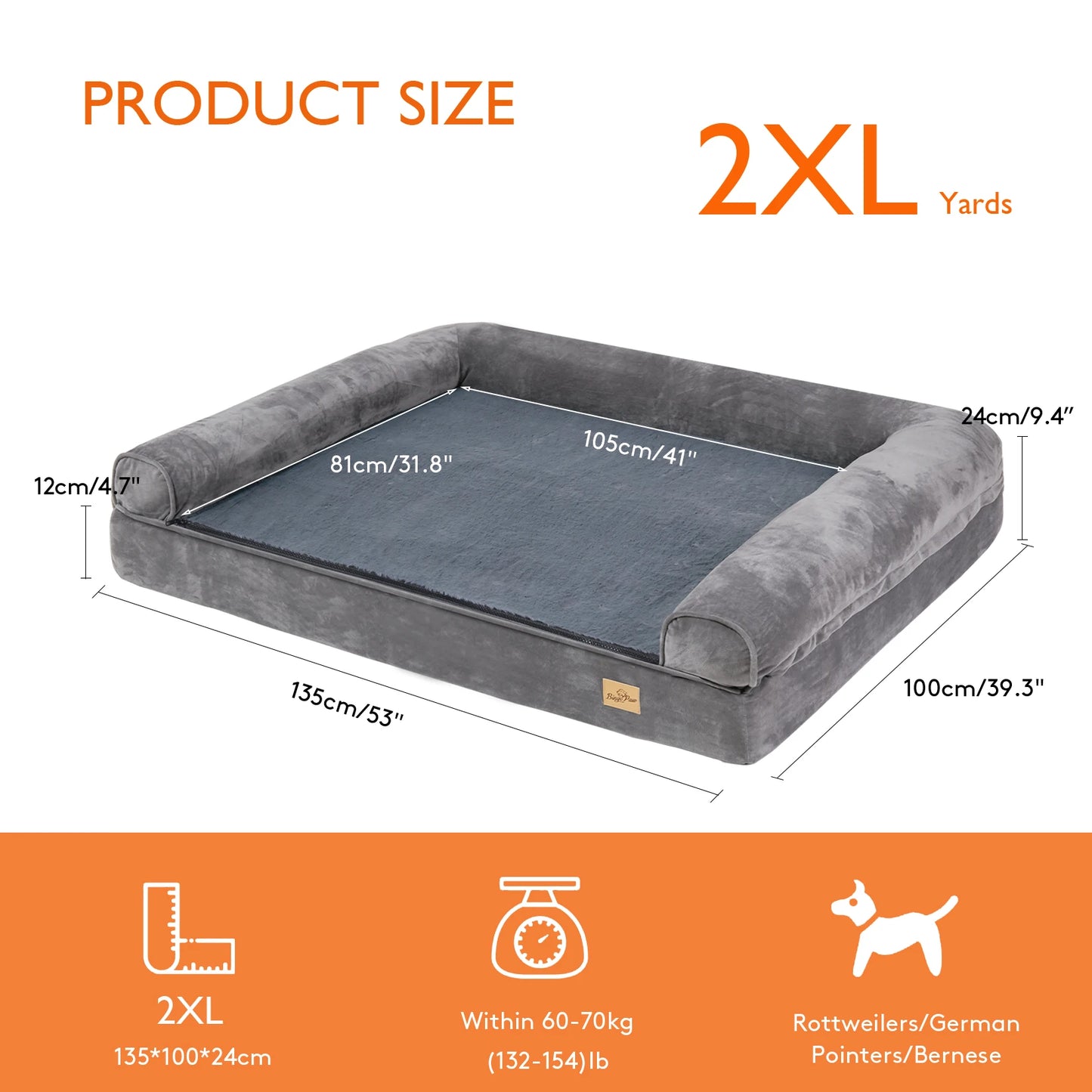 Extra Large Orthopedic Dog Bed With Removable Washable Cover