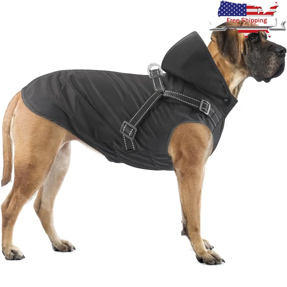 Reflective Waterproof Dog Raincoat Adjustable Hooded Jacket Small Medium Large Dogs Easy Wear Outdoor