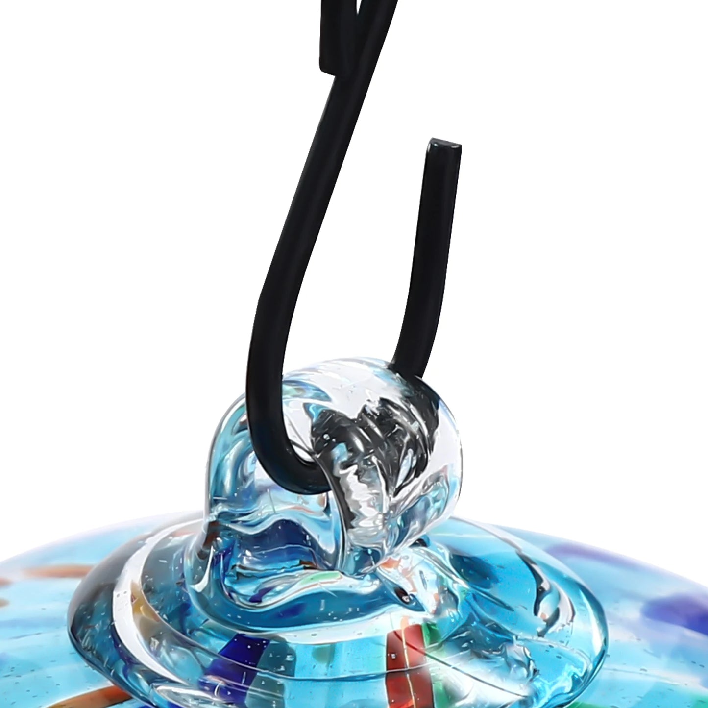 Bird Feeder, Hanging Hummingbird Feeder Blue Glass, Outdoor Garden Bird Feeder with Stable Metal Base, to Attract Wild Birds