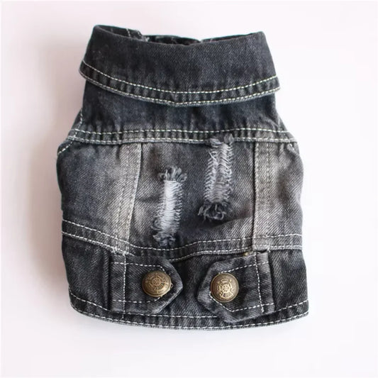 Wholesale Pet Clothes Fashion Classic Cool denim Dog Clothes Vest Small Dogs Bichon Teddy Broken Holes vest jeans dog jacket Dog