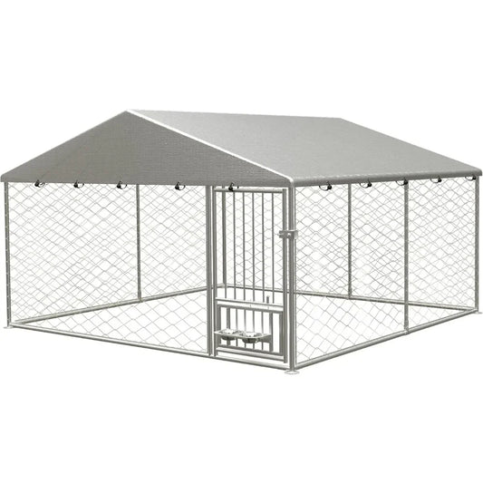 Dog Kennel Outdoor, Dog House with Waterproof Roof & Secure Lock, Large Dog Crate Fence, Outside Pet Playpen for Chicken