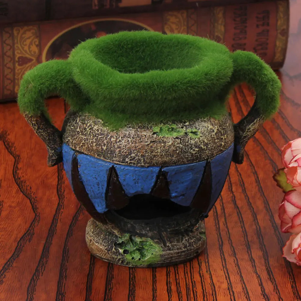 Big Resin Vase Aquarium Fish Tank Decoration with Moss Aquarium Accessories for Fish Shrimp Viewing Landscape Ornament