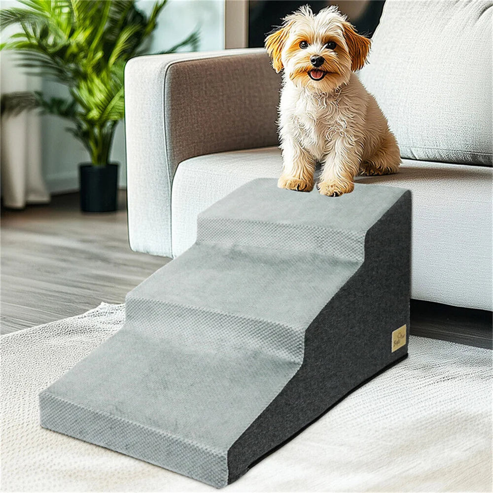 Pet 3/4 Step Stair Dog Cat Ramp Ladder High-Density Foam Sponge Dogs Sofa Removable and Washable Training Pet Ramp Stairs