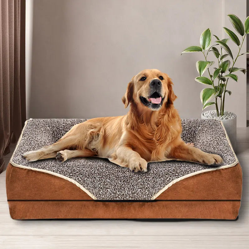 Removable washable pet dog sofa and dog bed for all seasons, pet bed sofa, comfortable and soft cat sofa bed with raised edges,