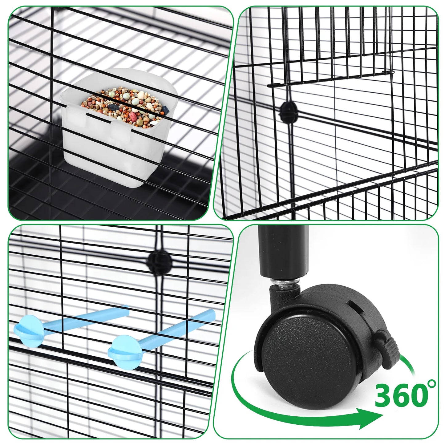 Bird Cage with Rolling Stand House Shape Bird Cage Large 2 Tier Bird Cage Bird Villa for Canary Finch Budgie Lovebirds