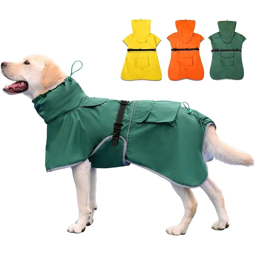 Waterproof Dog Raincoat Adjustable Rain Slicker Medium Large Dogs Reflective Safety Features Hooded Outdoor Poncho Jacket 6XL