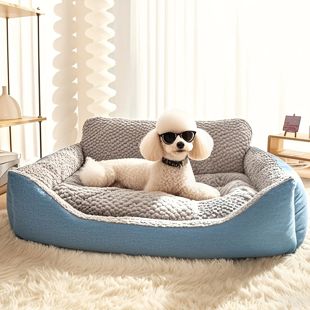 Luxury Extra Large Dog Bed Orthopedic Support Pet Sofa Bed, Suitable for Medium to Large Dogs and Cats - Plaid Design with Soft Polyester Filling, Non-Slip Bottom, All-Season Dog Bed with Headrest Support, Ideal for Golden Re