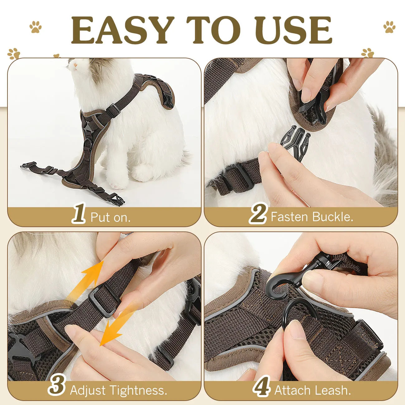 VavoPaw Cat Harness and Leash Set for Walking Adjustable Kitten Vest Harness with Reflective Strip Breathable Mesh Cat Harness