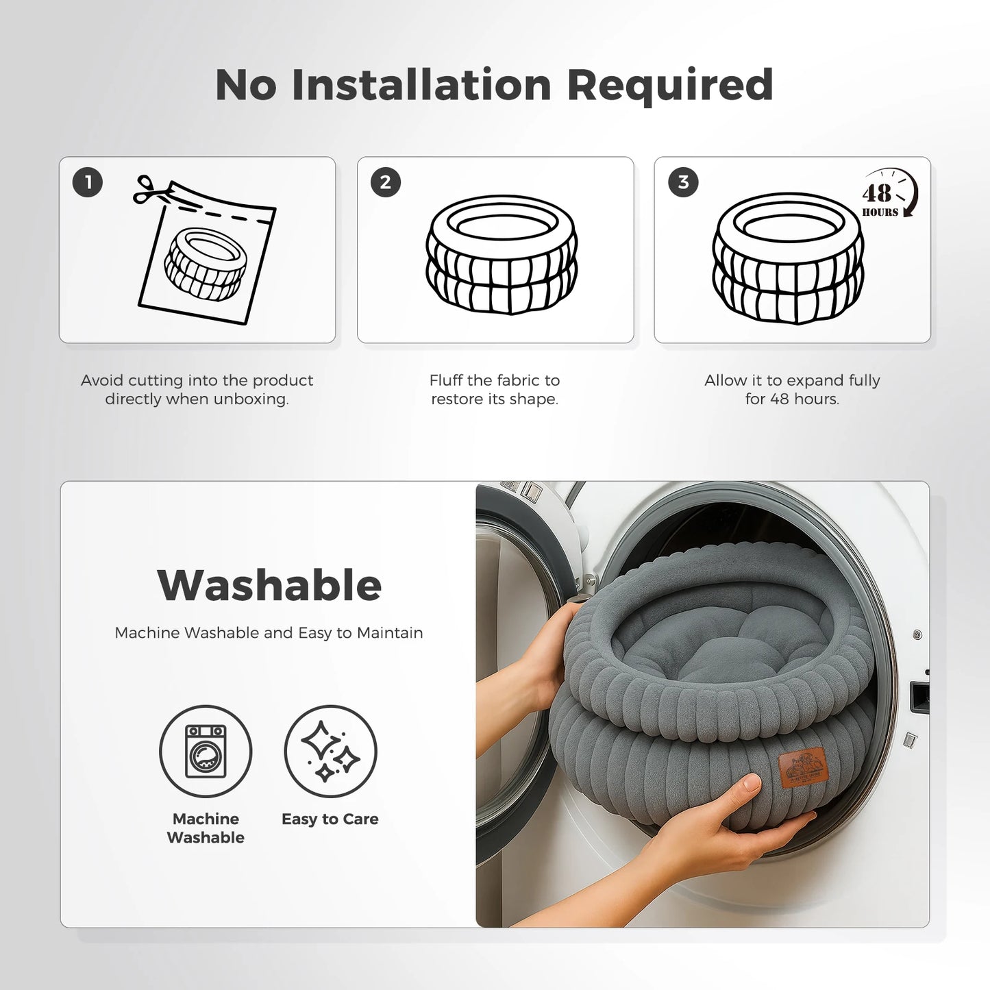 Dog Bed for Medium Dogs Cozy Cat Bed for Indoor Cats Washable Round Pet Bed House with Anti-Slip Bottom Suitable for All Seasons