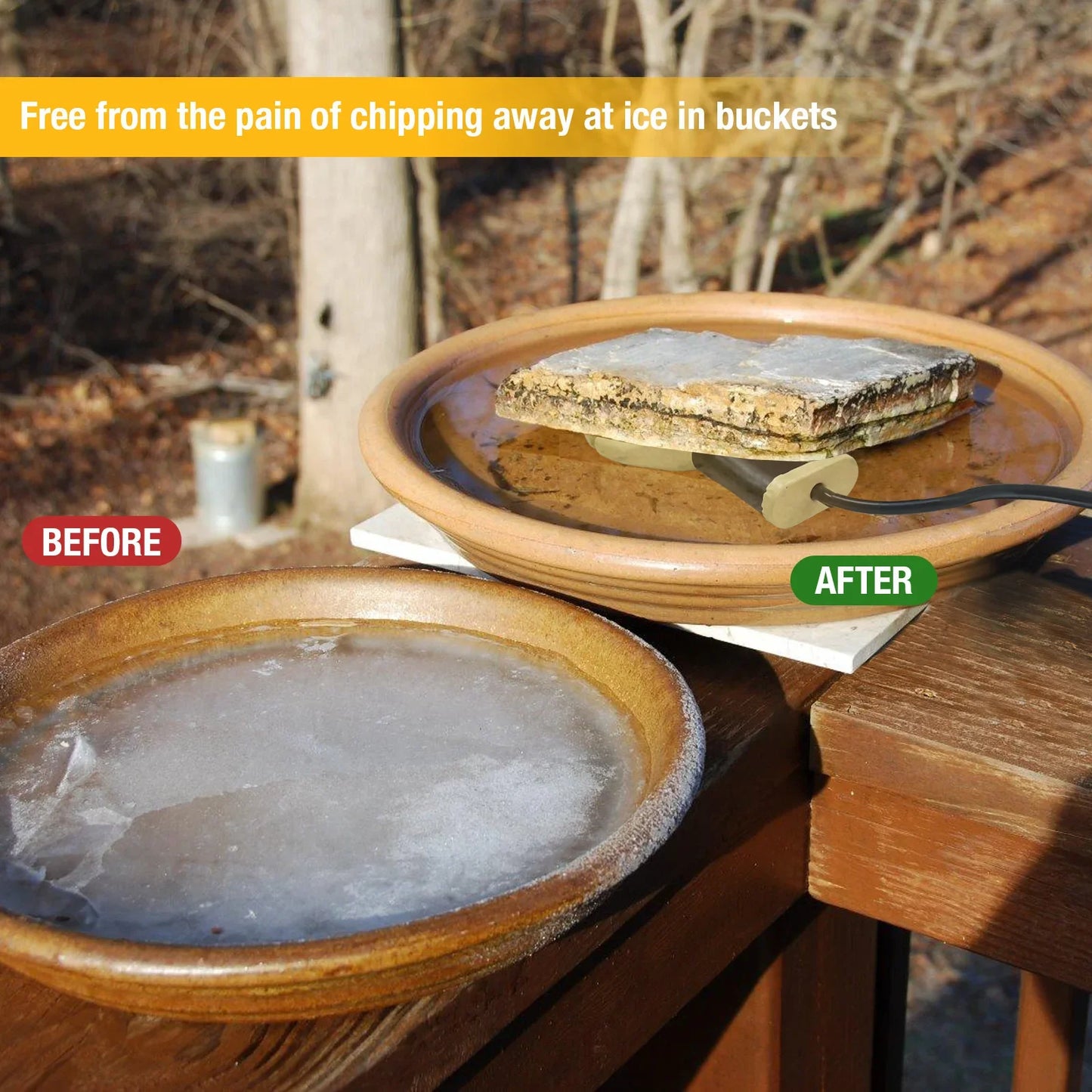 Submergible Cast Aluminum Thermostatic Control Bird Bath Heater De-Icer for Livestock Poultry Birds Cows Horses Drink Water