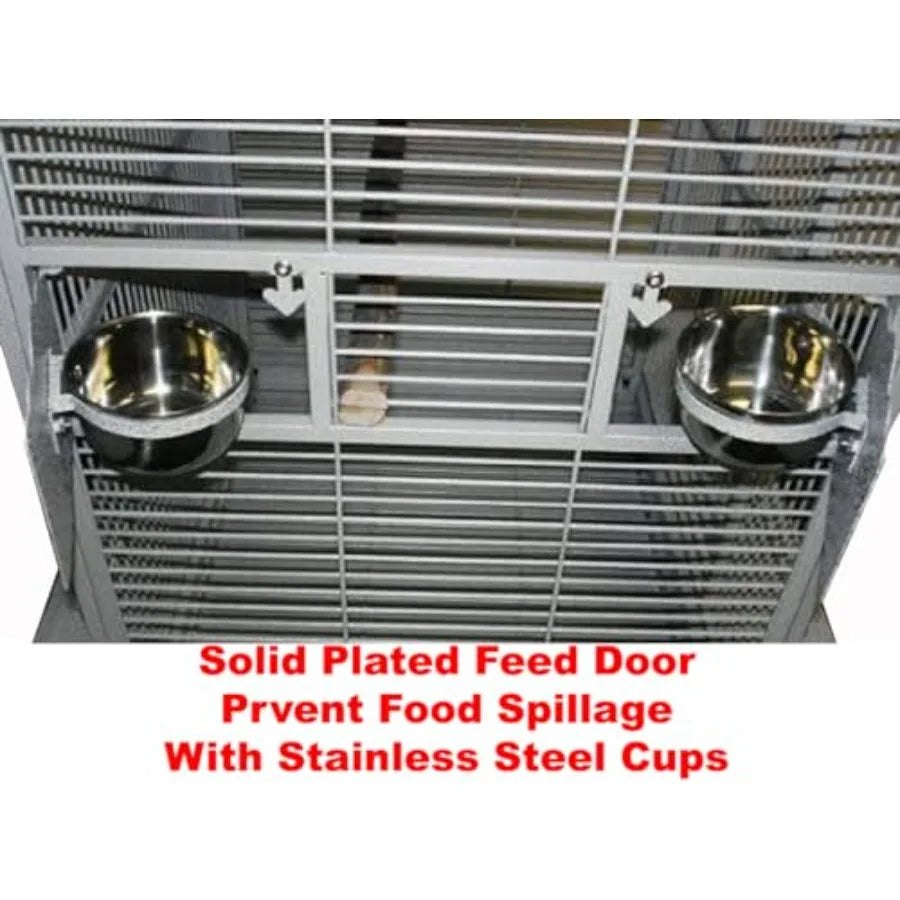 X-Large Double Ladders Open/Close Play Perch Stand Top Wrought Iron Bird Parrot Parakeet Finch Macaw Cockatoo Cage Include Seed