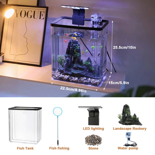Ultra White Mini Fish Tank Desktop Filter Oxygen Generator