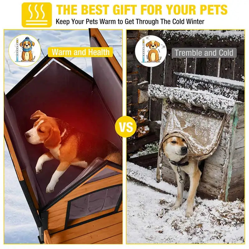 Insulated Dog House with Liner Inside| Iron Frame - Large 37.4"(L) x 50.9" (W) x 37.2"(H)