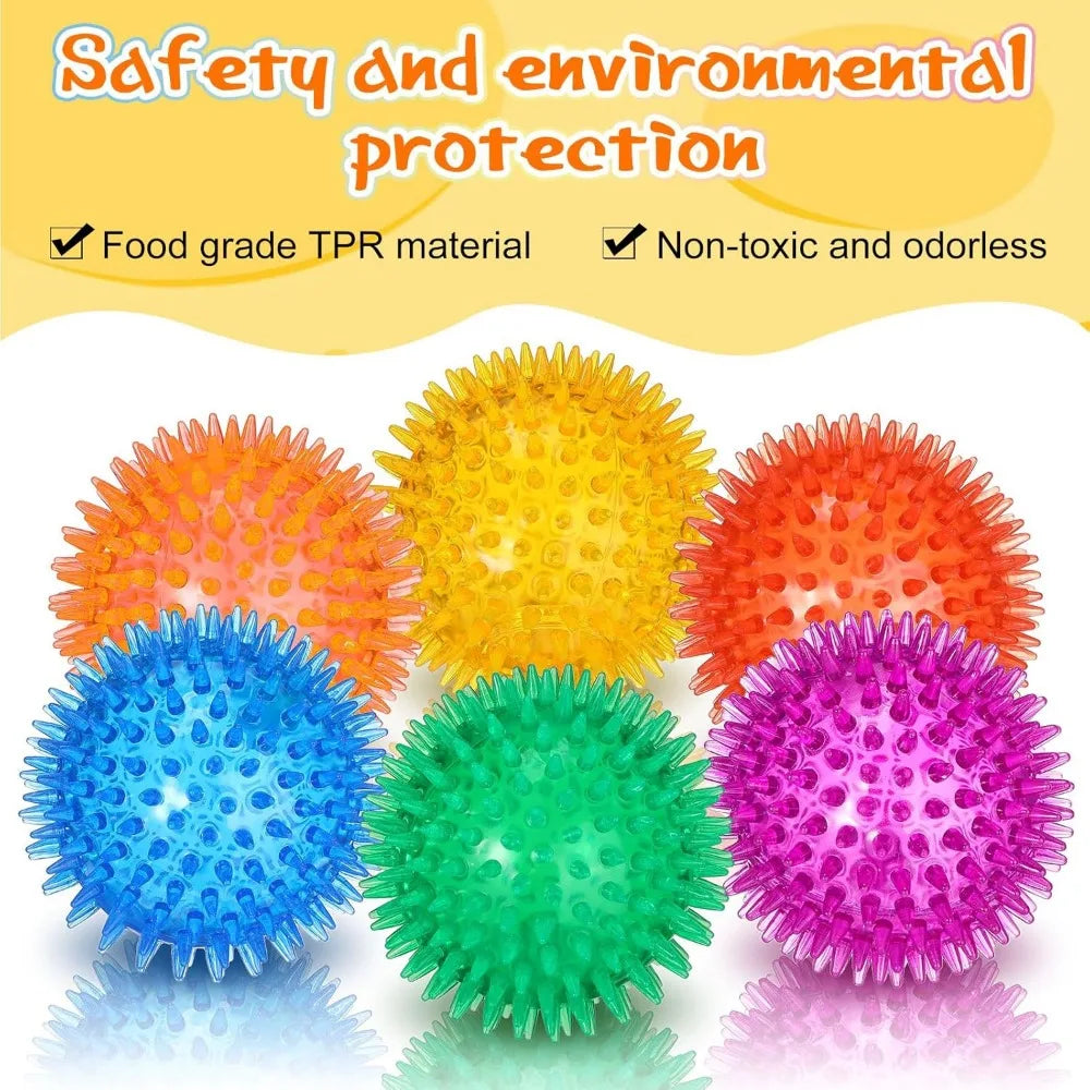 Lenwen 24 Pcs Spikey Dog Balls 3.5 Inch Squeaky Dog Toys Pet Toys Rubber Dog Toy Balls Puppy Chew Toys for Teething Durable Dog