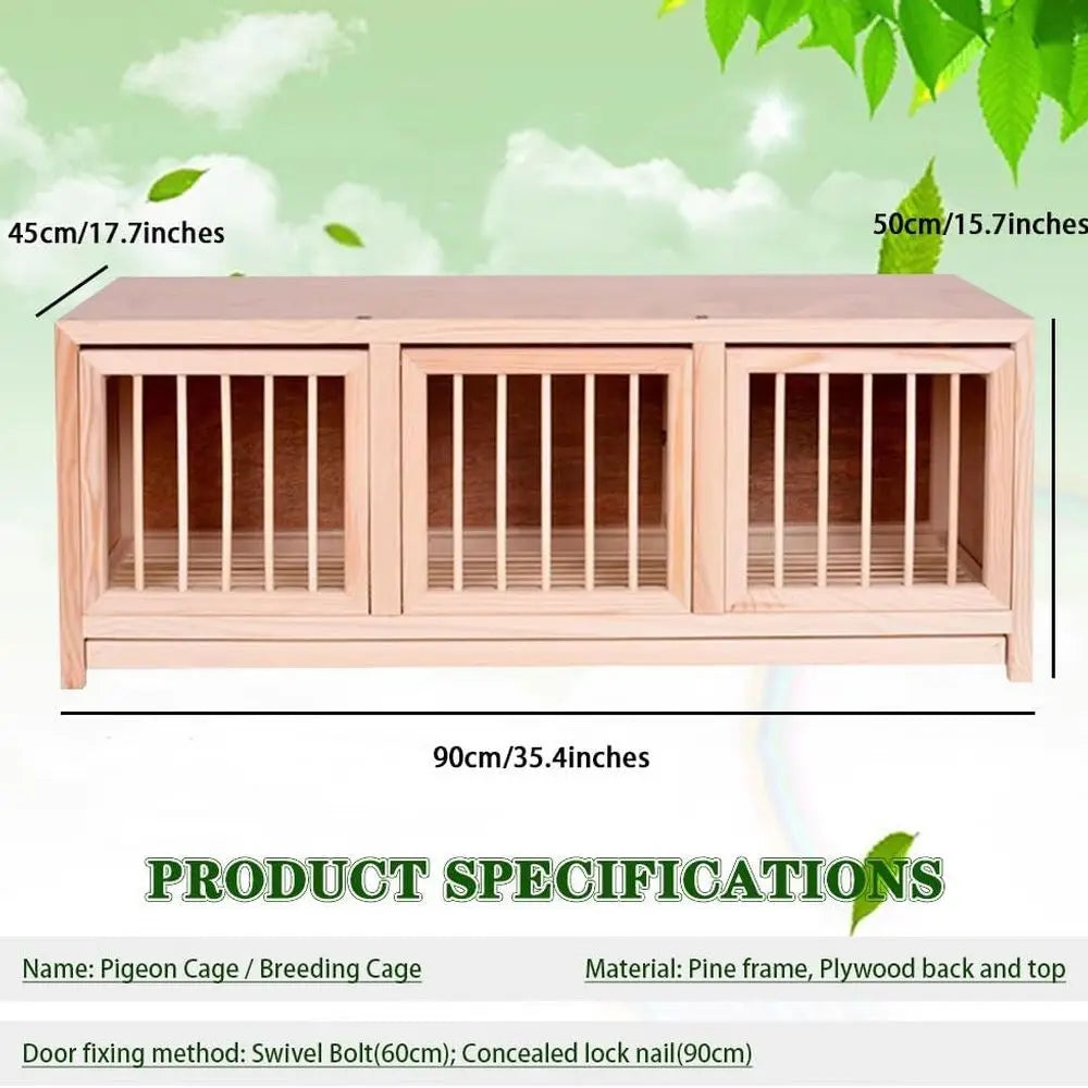 Stackable 2/3 Door Racing Pigeon Breeding Cage, Pine Framed Nest Box, Easy Assembly (35in x 2)