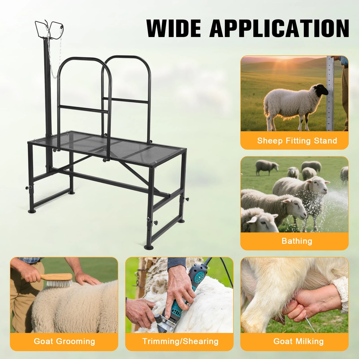 Goat Milking Stand Sheep & Goat Trimming Stand Adjustable Height Goat Shearing Livestock Stand with Headpiece and Nose Loop