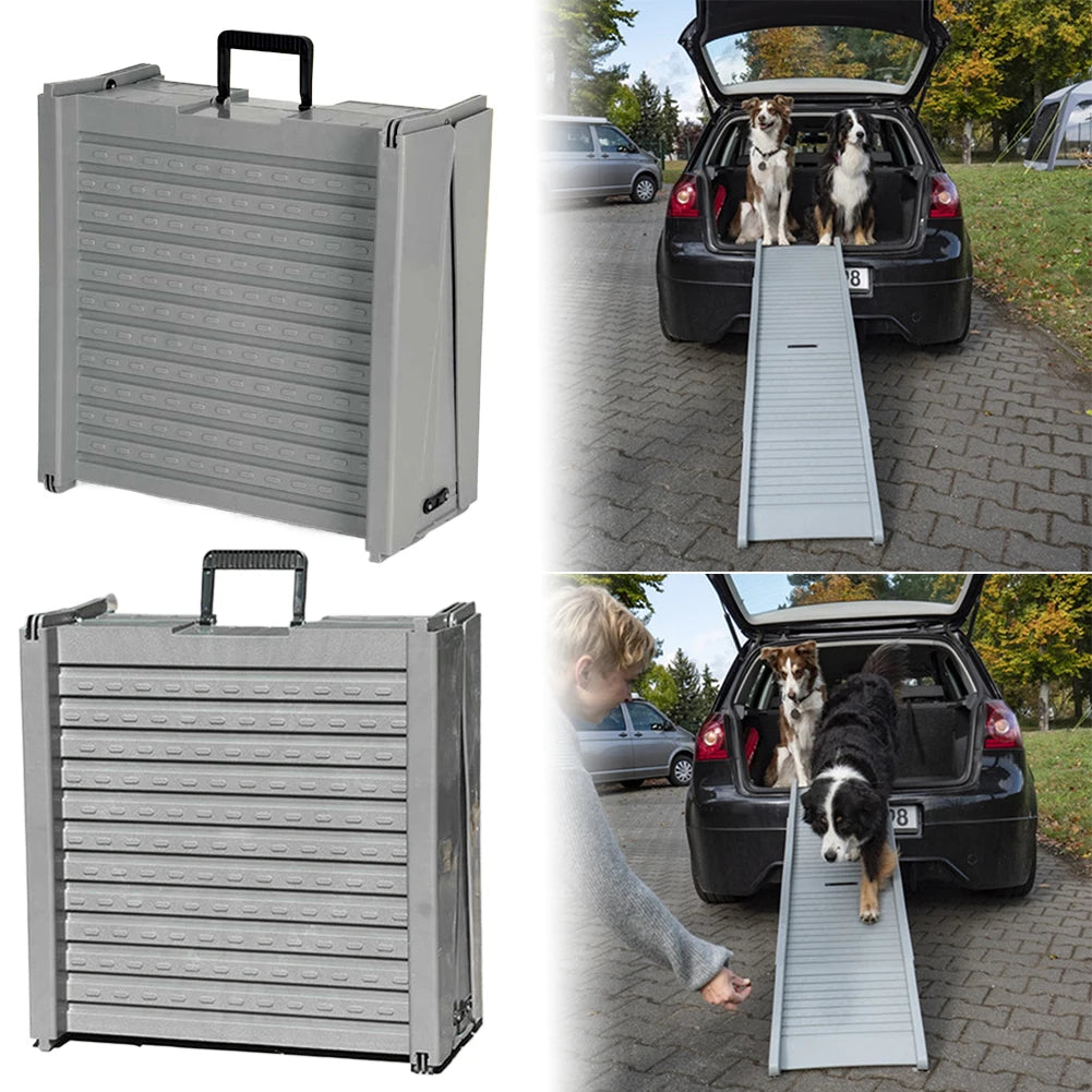 Portable Foldable Car Dog Ramp With Non Slip Rug Surface