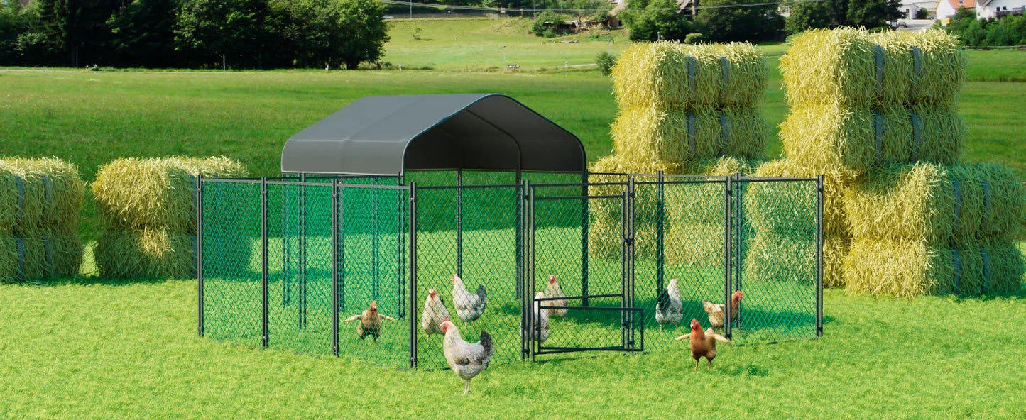 Large Walk-in Chicken Run Coop Cage Hens Rabbit Ducks Chickens Poultry Pen for Outside Yard Farm