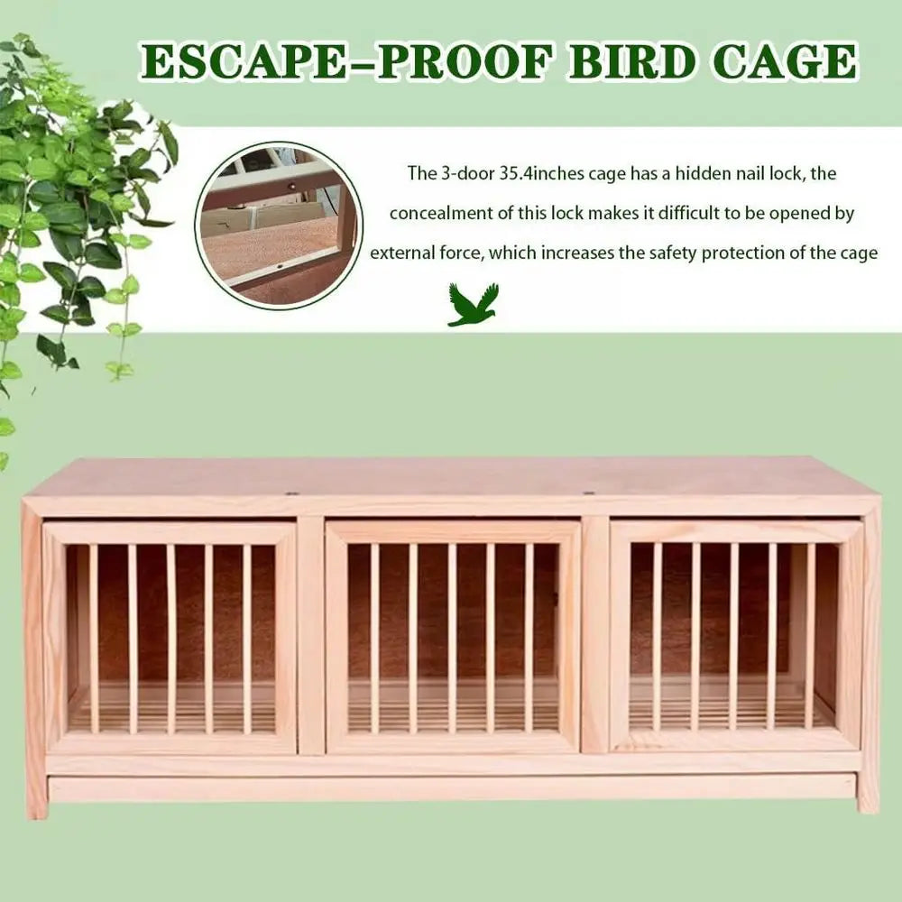 Stackable 2/3 Door Racing Pigeon Breeding Cage, Pine Framed Nest Box, Easy Assembly (35in x 2)