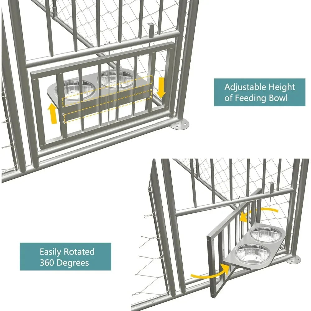 Dog Kennel Outdoor, Dog House with Waterproof Roof & Secure Lock, Large Dog Crate Fence, Outside Pet Playpen for Chicken