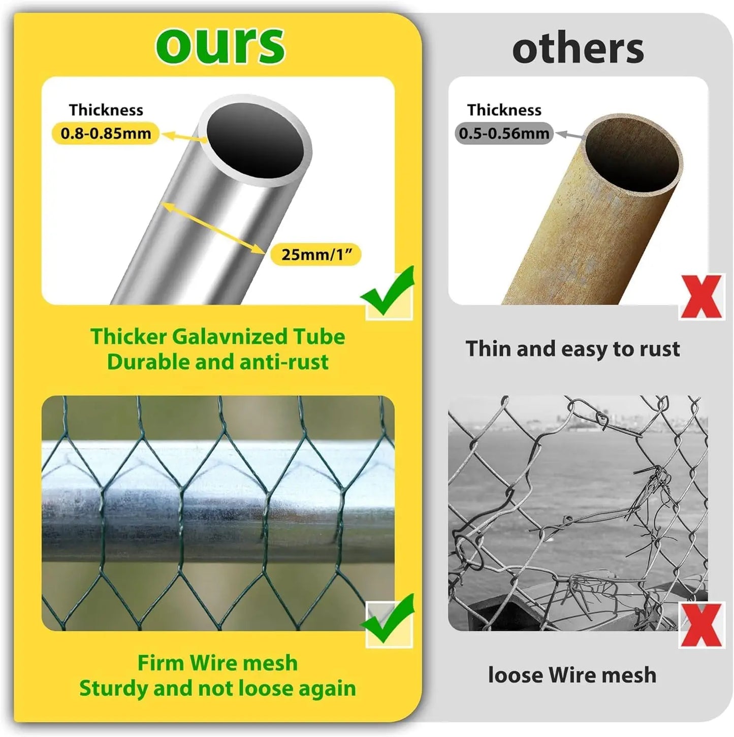 Large Metal Chicken Coop, Chicken Runs for Yard with Cover Walk-in Poultry Cage for 10 20 Chickens, Chicken Pen Duck Coop with W