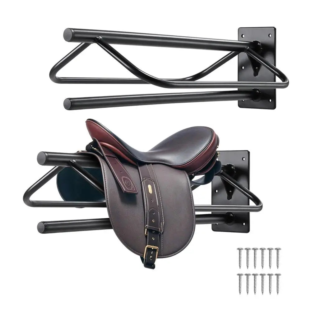 Horse Saddle Rack Wall Mounted Black Two Pack Space Saver