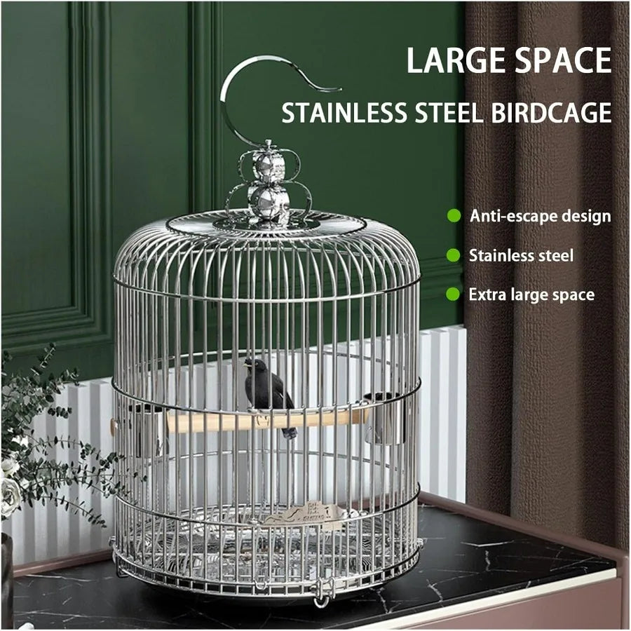 Aimery Bird Cage Stainless Steel Birdcage Small Bird cage Bird Cages for Parrots Travel Bird Cage Bird Travel cage Size : V36G