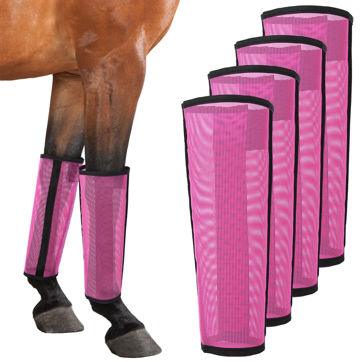 4 Sets Horse Foot Protective Cover Protective Horse Leg Wraps Breathable Mesh Horse Boots for Preventing Flies Mosquitoes Bite