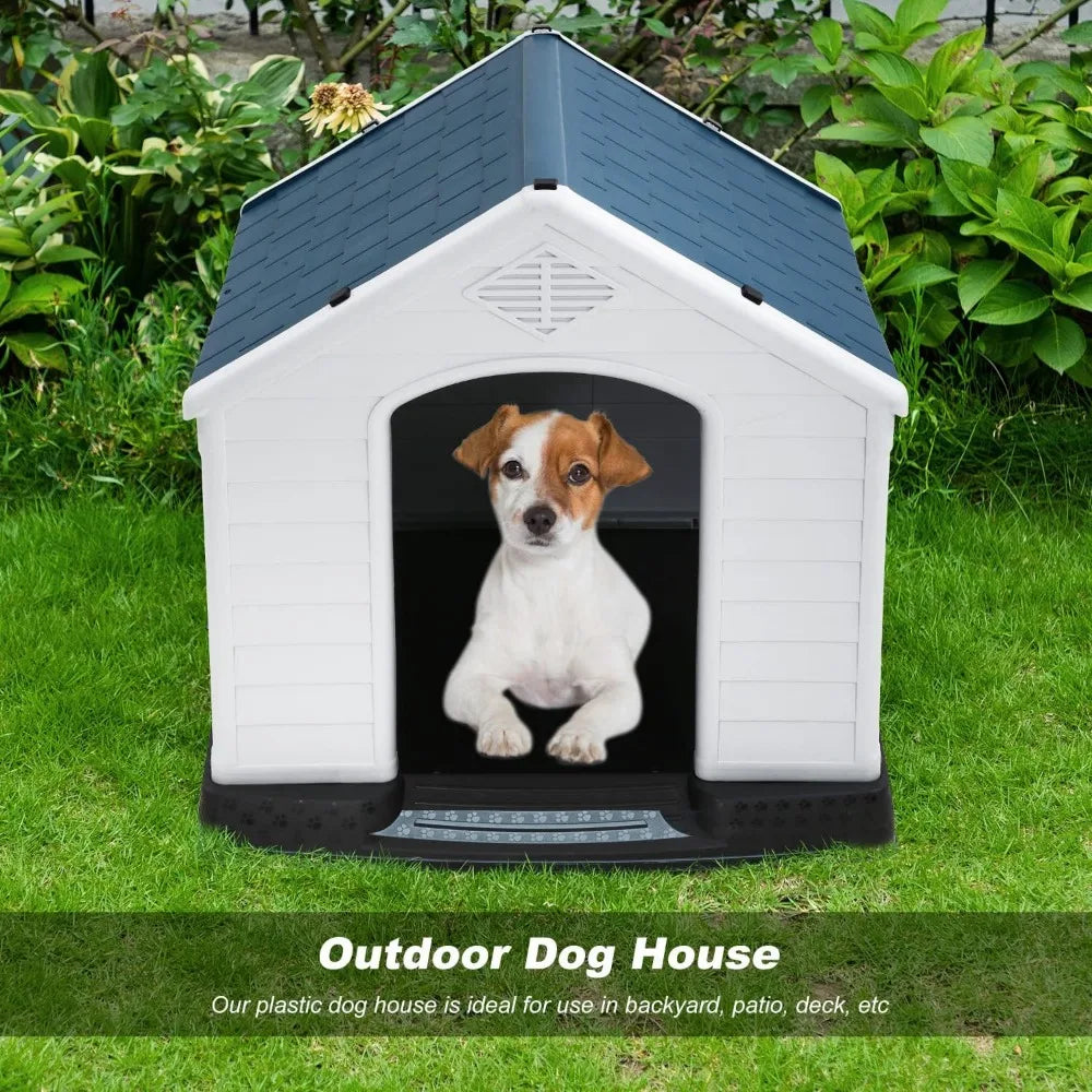 Durable Ventilated Waterproof Plastic Dog House for Small to Large Dogs - Indoor and Outdoor Use with Insulation for Puppies