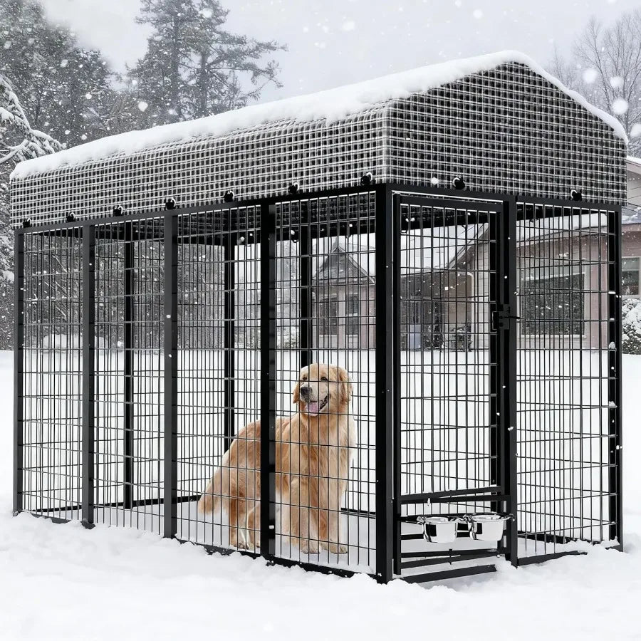 Large Dog Kennel Outside with Roof Heavy-Duty Indoor Outdoor Dog Run Dog Enclosure with Removable Cover Dog Pens Outside Plaype