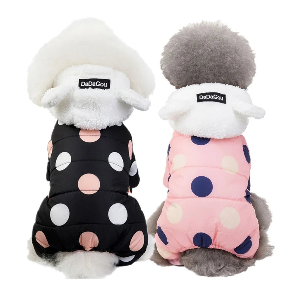 Winter Pet Hoodies Coat Cotton Clothes Dot Sweatshirt Super Warm Jumpsuit For Puppy Small Dogs Chihuahua Doggie Jacket Jumpsuit