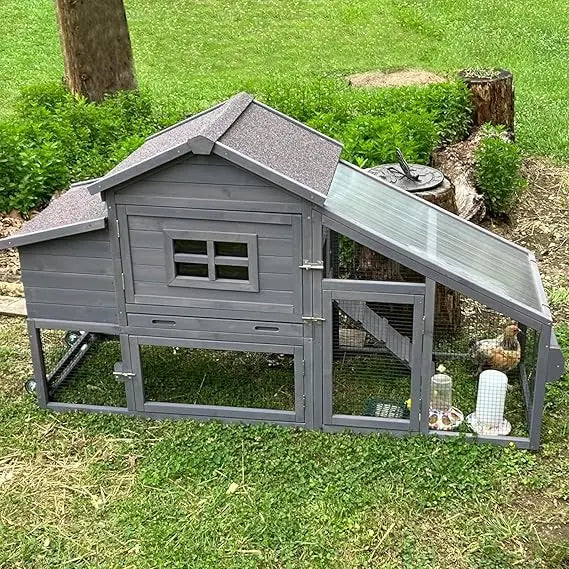 Portable Expandable Chicken Tractor with Wheels for Outdoor Hen Housing, Suitable for 2-4 Chickens, 67.3" Length