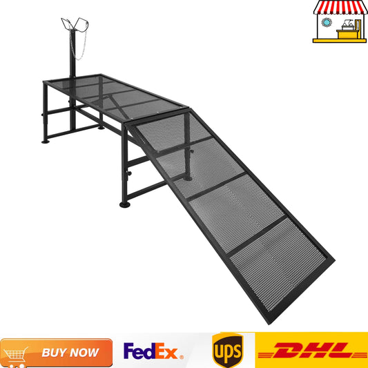 Goat Sheep Stand with Ramp| Adjustable Metal Livestock Milking and Shearing Stand| 47*23in, 500 lbs Load
