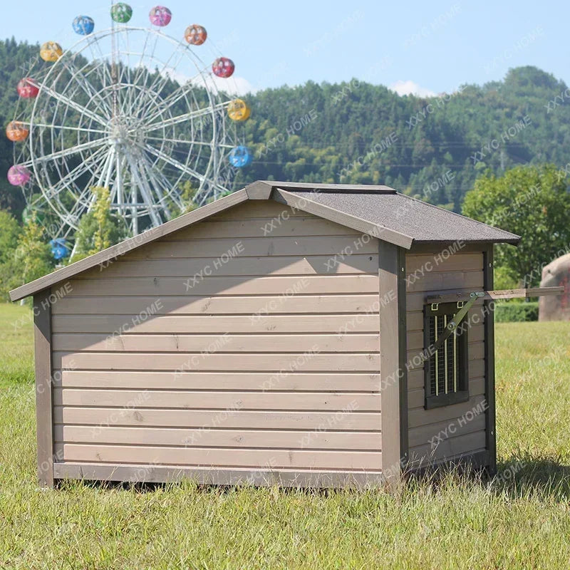 Outdoor Solid Wood Sunscreen Rain Protection Dog House Kennel Dog Cage Dog House Dog, Courtyard Villa Universal