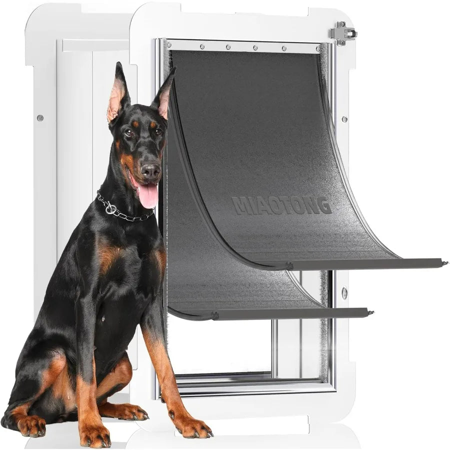 Extra Large Dog Door with Upgraded Sealing Technology for Wall Installation Double Flap Design with Steel Frame and Telescoping