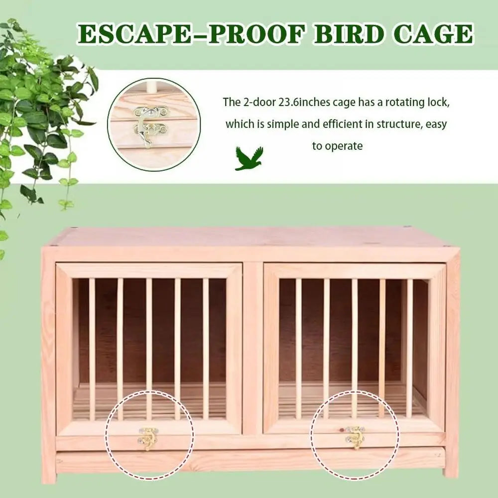 23.6 Stacked Pigeon Nest, Solid Wood Bird Cage with Double Doors, Indoor/Outdoor Pair (23.6 x 2)
