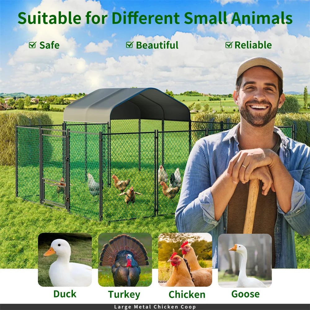 Large Walk-in Chicken Run Coop Cage Hens Rabbit Ducks Chickens Poultry Pen for Outside Yard Farm