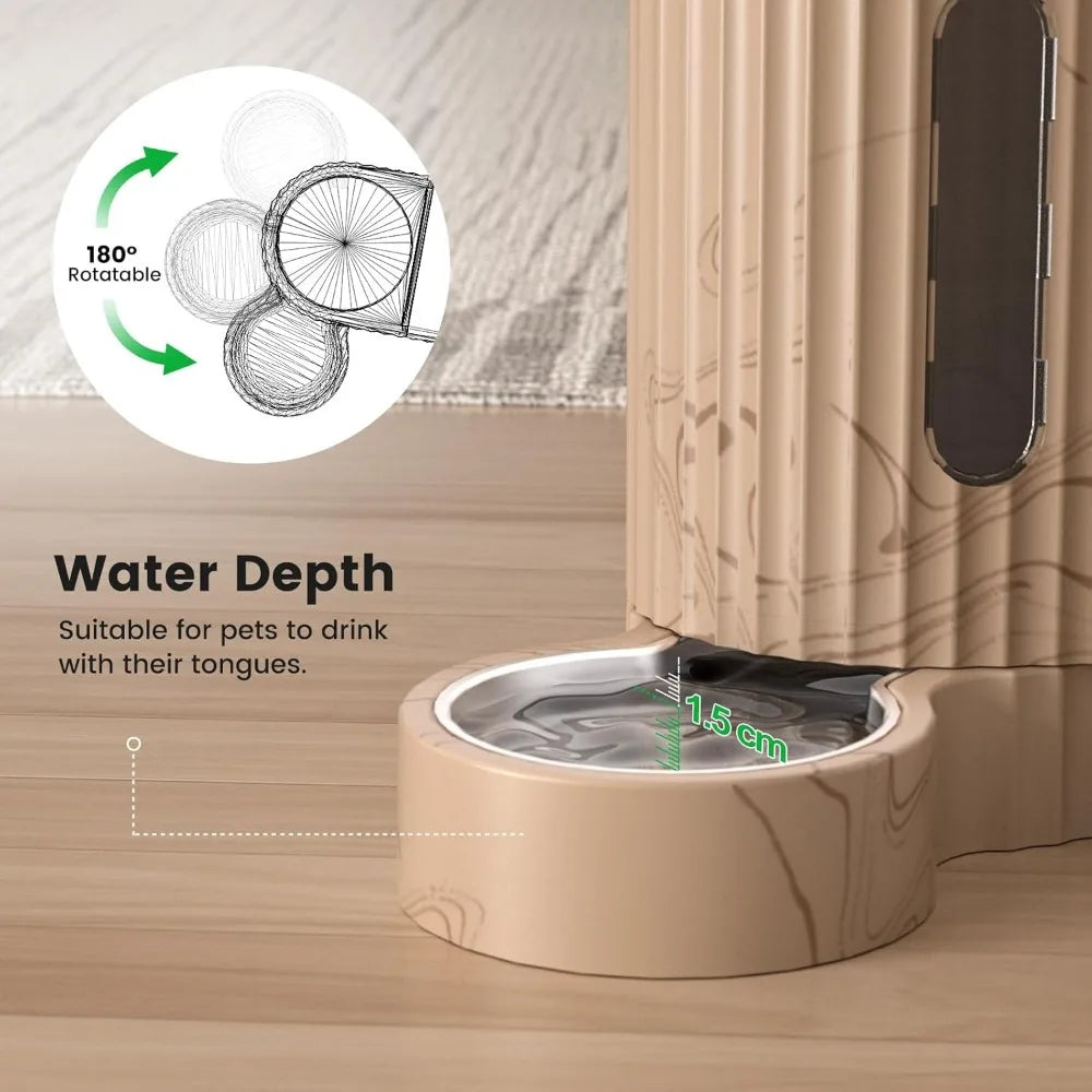 Gravity Automatic 2-in-1 Pet Feeder, 0.8 Gallons*2 Cat Feeder and Water Dispenser Set, 100% BPA-Free and Stainless Steel Water