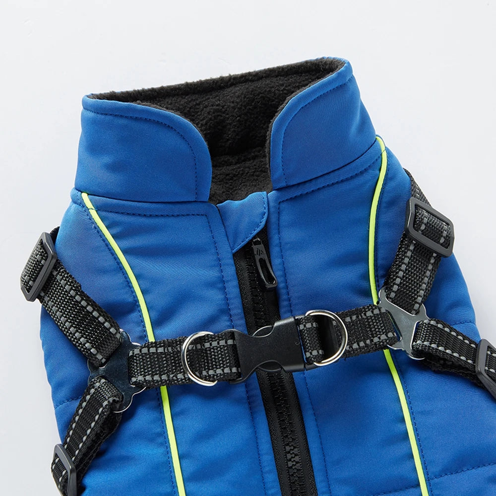Pet Dog Waterproof Warm Jacket With Harness Reflective Dog Clothes For Small Large Dogs Coat Chihuahua French Bulldog Outfits