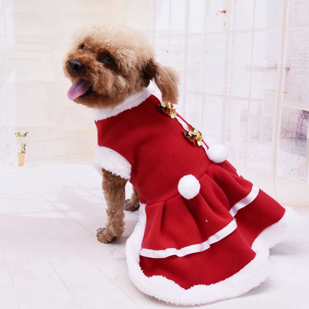 Christmas Dog Dresses For Small Dogs Autumn Winter Pet Dog Bow Tie Skirt Xmas Fancy Princess Puppy Dress Dog Costume